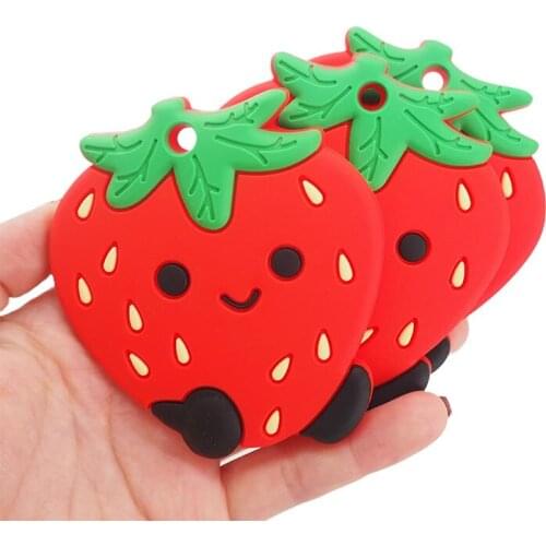Chenkai 10pcs Silicone Strawberry Teether DIY Reassure Pacifier Dummy Teething Infant Smoothing Sensory Bite Toy Accessories