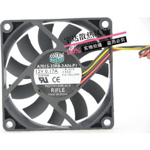Cooler Master A7015-33RB-3AN-P1 DC 12V 0.17A 70x70x15mm 3-Wire Server Cooling Fan