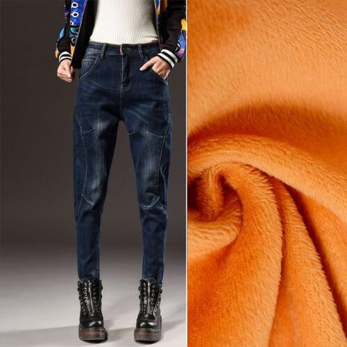 2019 Velvet Stretching Thicker Warm Jeans Women High Waist Jeans Winter Women Large Plus Size Cashmere Skinny Stretch Trousers