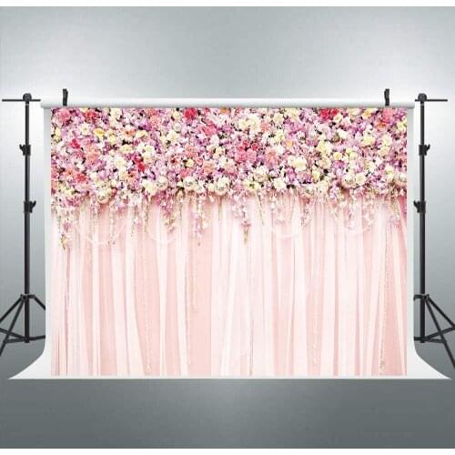 Bride Flower Wall Background Romantic Rose Flower Photography Background Pink White Carpet Decoration Wedding Props Party Banner