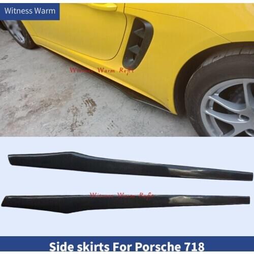 FRP/Carbon Fiber Side Skirt apron Side Lip Splitters For Porsche Boxster 718 Cayman 718 2016 2017 2018 2019