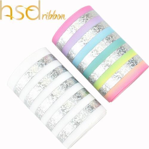 HSDRibbon 75mm custom stripe silver hologram Printed Grosgrain Ribbon