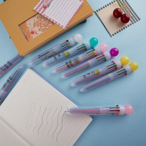 Creative Cute Candy Color Multi 10 Color In One Set Ballpoint Pen Writing Stationery School Office Stationery Supplies