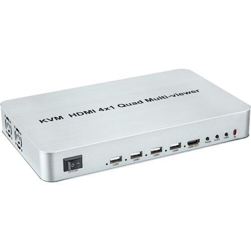 KVM HDMI 4x1 Quad Multi-viewer Split screen synchronizer USB KVM HDMI Switch Switcher 1080P/60Hz With IR Remoter