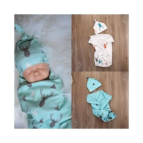 Cute Newborn Infant Baby Boy Cotton Deer Blanket Boy Coming Home Cotton Bath Towel