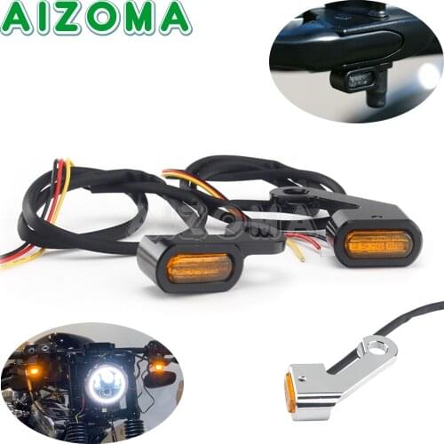 2X Motorcycle Mini LED Turn Signal Light Running Indicator Lamp E-Mark for Harley Softail Slim Dyna Fat Bob Low Rider Wide Glide