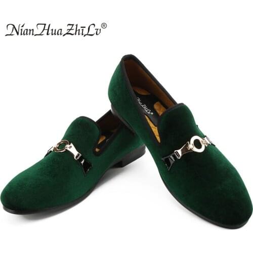 New style men velvet loafers party Slip-on wedding shoes European and American style gold buckle mens casual shoes