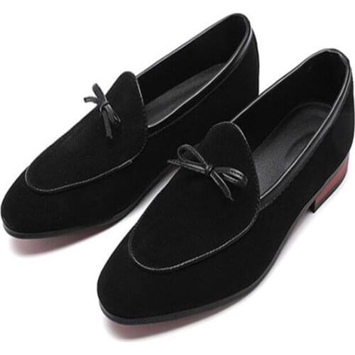 2021 Big Size 38-48 Men Suede Loafers Shoes Tassel Bow Design Business Shoes Mens NightClub Flats Slip On Mans Casual Footwear