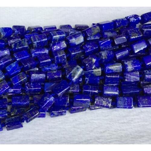 Natural Genuine Dark Blue Lapis Lazuli Nugget Free Form Loose Smooth Beads 6-8mm 05383