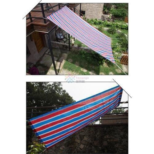 New Red Blue Stripe Anti-UV HDPE Sunshade Net Garden Balcony Succulent Plants Rainproof Awnings Outdoor Sun Sailing DIY Curtains