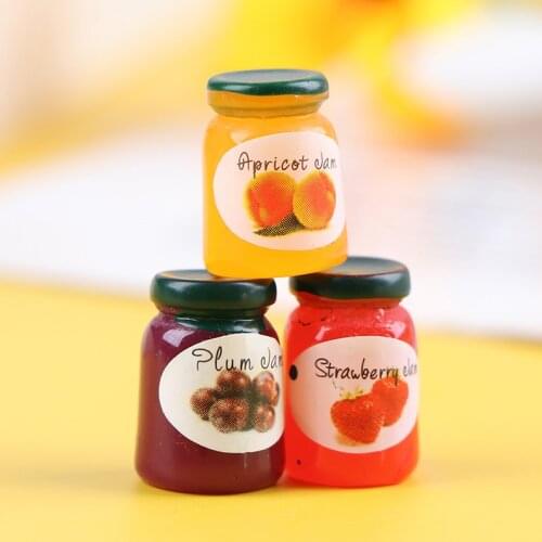 New Arrival 2Pcs/Set Cute Food Fruit Jam Bottle Play Mini Food For Dollhouse Kitchen Toys