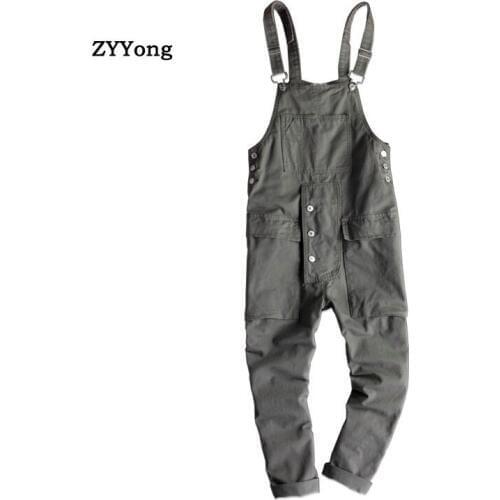 New Autumn Wild American Street Fashion Trend Couple Loose Straight Pocket Bib Mens Overalls Casual Trousers Jumpsuit