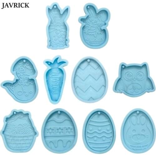 Easter Bunny Eggs Dinosaur Owl Epoxy Resin Molds Handmade Pendants Keychain Silicone Mould DIY Crafts Decorations Jewelry Tool