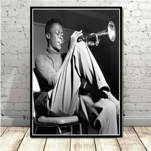Miles Davis Poster Blue Jazz Music Album Wall Art Canvas Painting Picture for Living Room Home Decor Frameless Modular