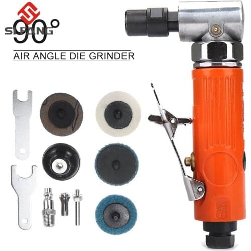 1/4'' Air Angle Die Grinder 90° Pneumatic Grinding Machine Mini Poratble Tools Cut Off Polisher Mill Engraving Tool Set 25000RPM