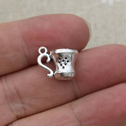 30PCS Antique Silver Plated Cup Charms for Jewelry Making Bracelet Findings DIY Accessories 15x12mm