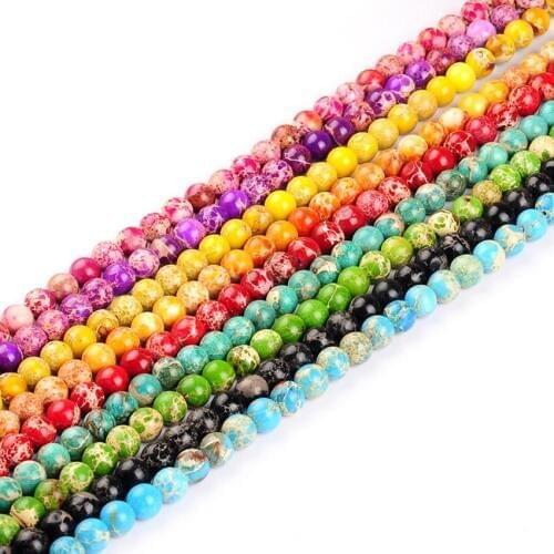 Natural Imperial Jaspers Beads Stone Round Bead Multi Color Loose Beads For DIY Bracelet Jewelry Making 4mm 6mm 8mm 10mm 12mm