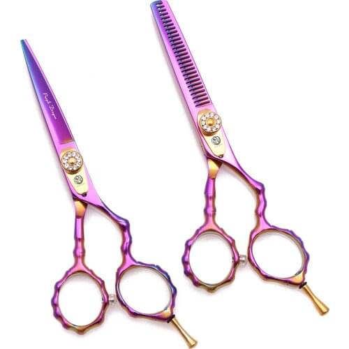 Hair Cutting Scissors / Shears Professional 5.5" 6" 440C Purple Dragon Barber Thinning Shears 9010# Rainbow Hairdressing Shears