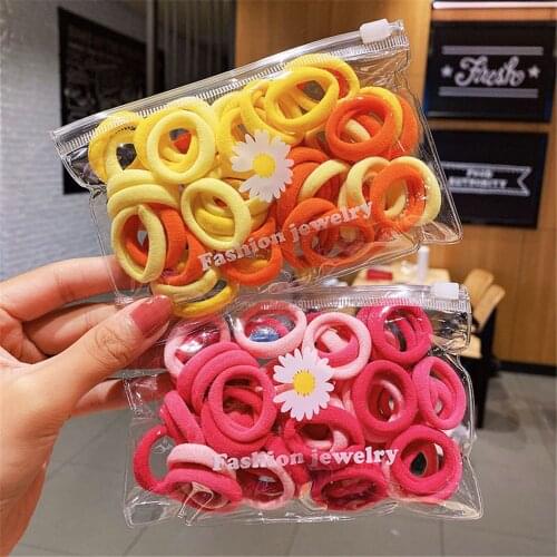 50Pcs/Set Women Basic Elastic Hair Bands Scrunchie Ponytail Holder Headband Colorful Rubber Bands Fashion Hair Accessories