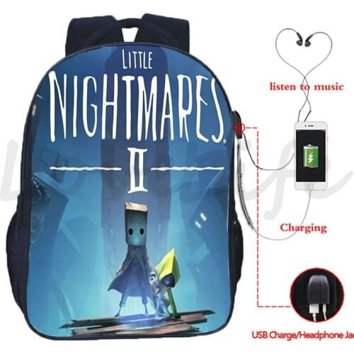 Little Nightmares 2 backpack USB Charging Backpack boys girls Double Layer Rucksack Teens Travel knapsack kids School Mochila