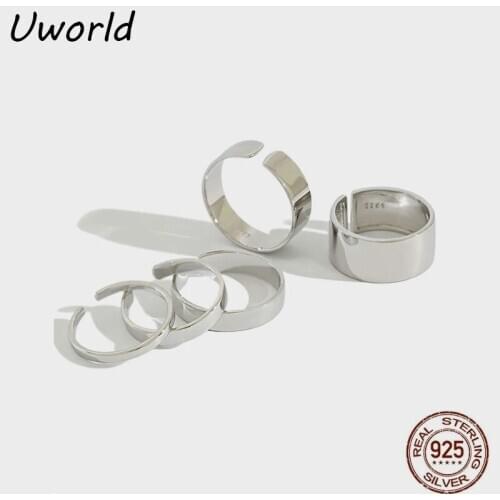 S925 Sterling Silver Ring ins simple aperture smooth open ring 2mm 3mm 4mm 6mm 9mm female knuckle tail silver ring