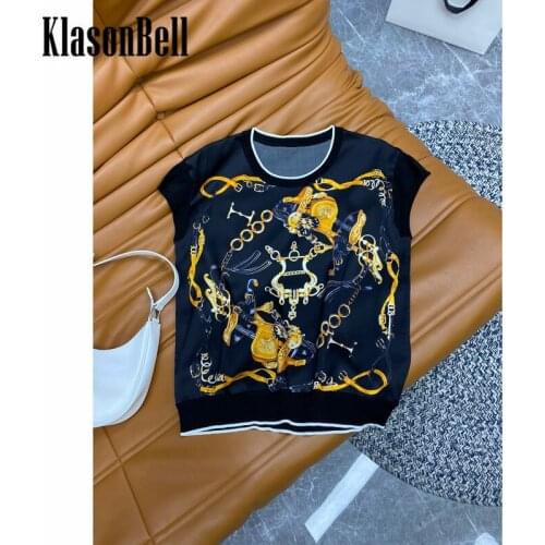 7.5 KlasonBell Silk T-Shirt Women Casual Fashion Print Comfortable Tee