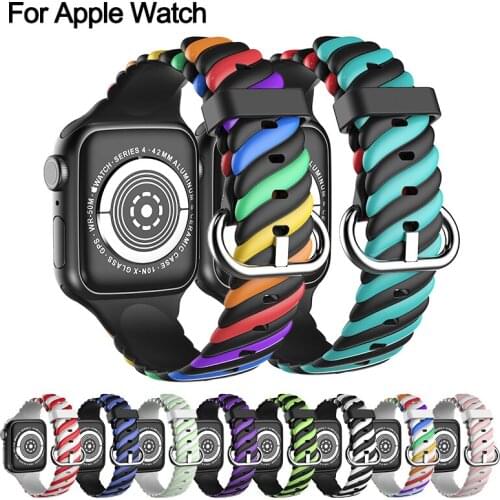 Stylish Quality Pattern Silicone Strap For Apple Watch 6 5 4 3 SE band 40mm 44mm smartwatch wristband For iWatch serie 38mm 42mm