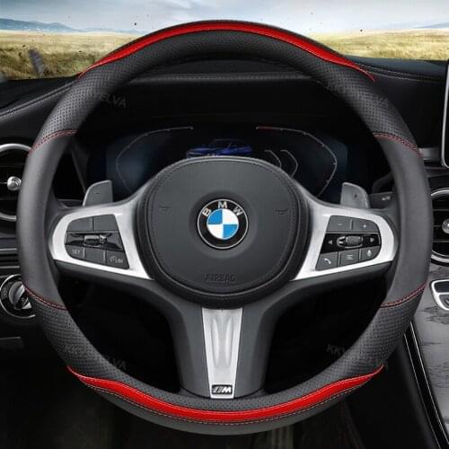 Carbon Fiber Sport Car Steering Wheel Cover Micro Fiber Leather Size M 38cm for BMW X1 X3 X5 X6 E36 E39 E46 E30 E60 E90 E92