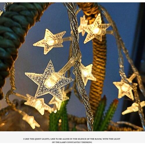 Usb Led Star String Lights Christmas Day Ins Decoration Battery Box Flashing Lamp Star Lights for Home Hanging Ornaments