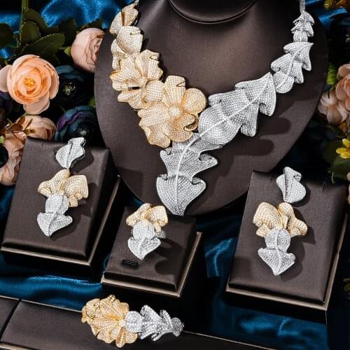 KellyBola Bridal Wedding Gorgeous Luxury Jewelry Sets Statement Necklace Bangle Earrings Ring Top Quality Famous Design Trendy