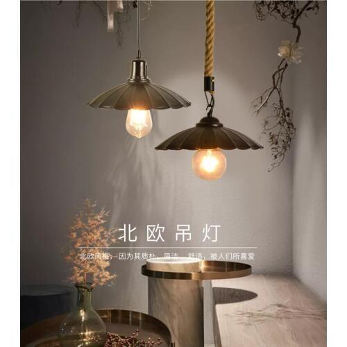 Vintage hemp rope loft single head chandelier wall lamp bar cafe restaurant corridor lighting