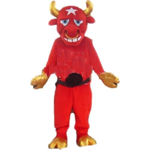 Adult Plush Fursuit Bull Fancy Dress Full Body Ox Mascot Cosplay Suit for Collge and School , Stage Wear Costumes