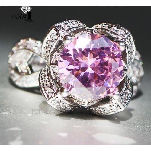 YaYI Jewelry Fashion Princess Cut 8.7 CT Pink Zircon Silver Color Engagement Rings wedding Heart Rings Party Rings Gifts 690
