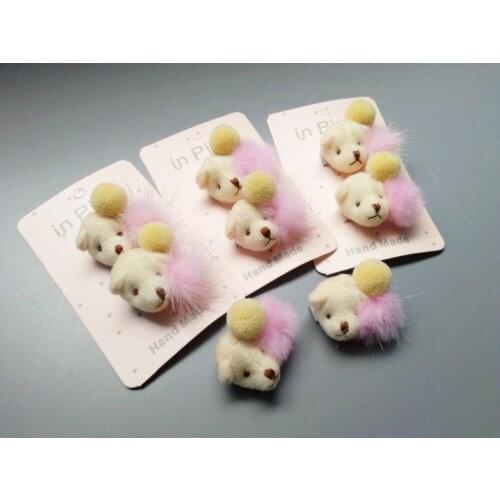 Boutique 10pcs Fashion Cute Fur Pom Pom Bear Hairpins Hair Clips Solid Bear Head Hair Ties Elastic Hair Bands Princess Headwear