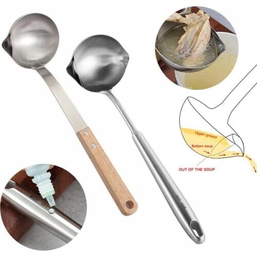 1pcs Kitchen Accessories Gadgets Stainless Steel Scoop Filter Grease Spoon Colander Spoon Soup Oil Separation Cooking Tools