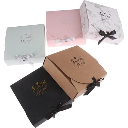1pcs Creative Simple marble style Gift box Kraft Paper DIY gift bag Candy box Party Supplies Valentines Day Gift 16.5*16.5*5cm