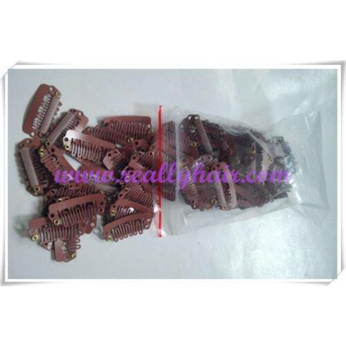 100pcs Light brown 2.8cm hair snap wigs clips for machine wefted/weaving extensions medium professional salon accessories