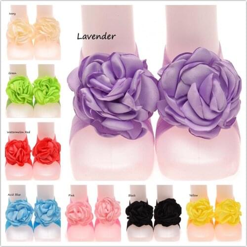 16 Colors Newborn Baby Girls Flower Barefoot Sandal Shoes Fashion Children Accessories One Hundred Days Baby Photography Props