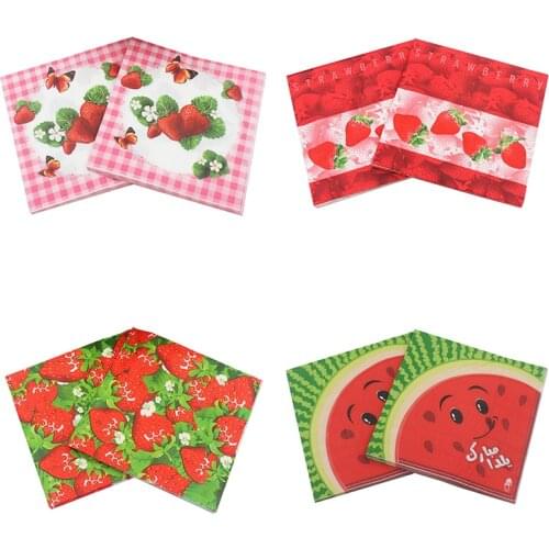 20pcs/lot Lovely Strawberry Watermelon Cute Fruit Paper Napkins for Birthday Party Decor