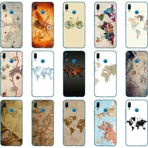 250DD travel world map vintage cell Soft Silicone Cover for Huawei P9 P10 P20 P30 Lite mate 10 20 PRO lite p smart 2019 case