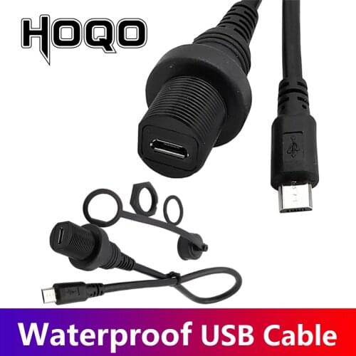 30cm IP67 Micro USB Waterproof Cable,Micro-USB 2.0 5pin IP 67 Male to Female Panel Mount Water Proof Connector Extension Cord