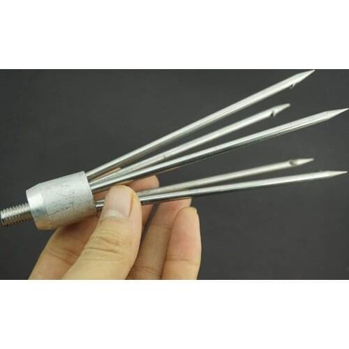 5-Prong Tine Harpoon Fishing Fish Frog EEL Salmon Barbed Stainless Steel Hook Spear Gig Spear Tip Gaff Fork Hook with M8 Long Nu