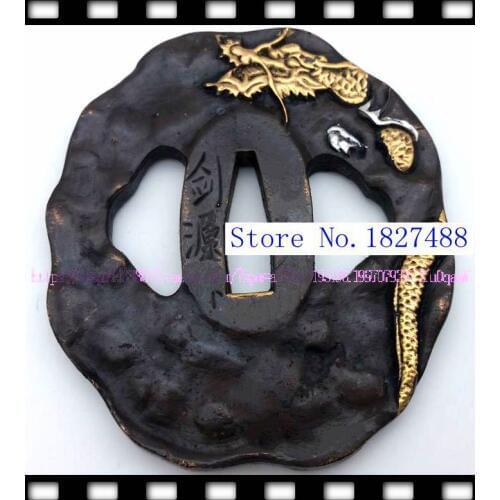 Free Shipping Japanese katana Copper Tsuba WAKIZASHI Sword Accessories @Dragon Design