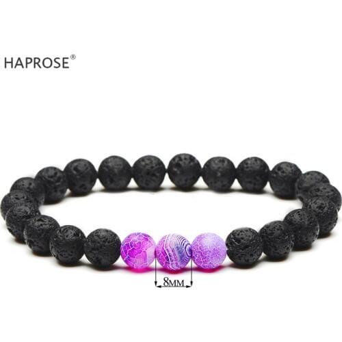 Natural Agate Bracelet Matte Stone 8mm Black Beads Yoga Energy Stone Purple Bracelet Activity Creative Bracelet Gift