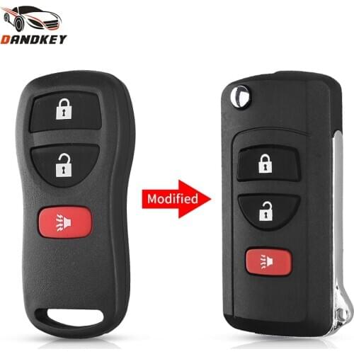 Dandkey Flip Key Keyless Entry Remote Key Shell Modified Case Fob 3/4 Buttons For Nissan Altima Armada Maxima Sentra Infiniti