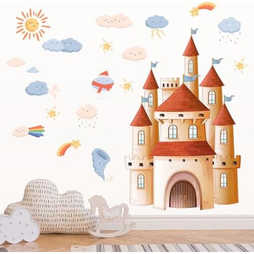 Kids Girl Boy Room Decor Wall Stickers Fairy Tales Castle of Prince Princess PVC Waterproof Wall Paper