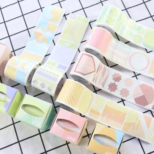 Domikee New cute candy colored office school label washi tapes for notebooks student can write on mark masking tapes stationery