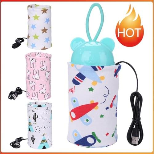 USB Travel Mug Milk Warmer Heater Feeding Bottle Portable Printed Baby Nursing Bottle Insulated Storage Bag 28x13cm