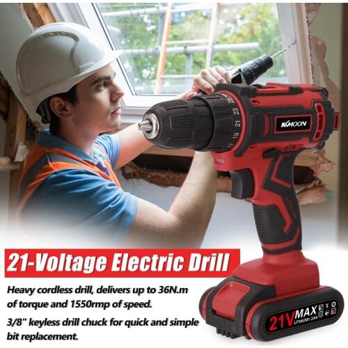 21V Electric Drill Cordless Electric Screwdriver Lithium Battery Wireless Rechargeable Hand Drills Brush Motor Home Power Tools