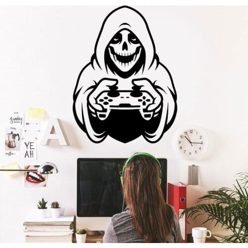 Game wall sticker cute skull remote control decals game hall secret room wall decoration home living room bedroom decorationYX29